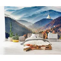 Consalnet Vliesbehang - Fotobehang - Landschap - Natuur - Bergen - Bomen - Bos - 416x254cm