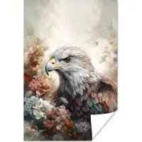 PosterMonkey Poster Arend - Adelaar - Vogel - Bloemen - Natuur - 120x180 cm XXL
