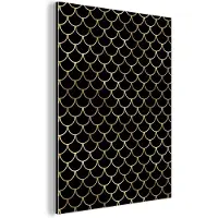 MuchoWow Wanddecoratie Metaal - Aluminium Schilderij Industrieel - Patronen - Goud - Zwart - Luxe - 120x160 cm - Dibond - Foto op aluminium - Industriële muurdecoratie - Voor de woonkamer/slaapkamer