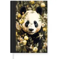 MuchoWow Notitieboek - Schrijfboek - Panda - Pandabeer - Wilde dieren - Natuur - Bloemen - Notitieboekje klein - A5 formaat - Schrijfblok