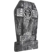 Boland Traciks Horror kerkhof decoratie grafsteen RIP met kruis en schedel 50 x 27 cm - Feestdecoratievoorwerp