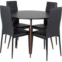 Ebuy24 PlazaBLWA100 eethoek eetkamertafel zwart en 4 Slim High Back eetkamerstal PU kunstleer zwart.