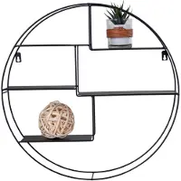 House Nordic Genk Wandplank Rond - Zwart Staal - Ø47 cm - Diepte 10 cm - Moderne Design Wandplank