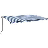 vidaXL Automatische zonnescherm met LED-verlichting en windsensor, 600x300 cm, blauw en wit