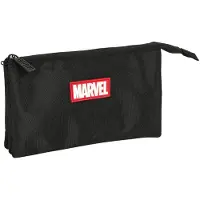 Big Buy Cooking Pennenetui met 3 vakken Marvel Zwart (22 x 12 x 3 cm)