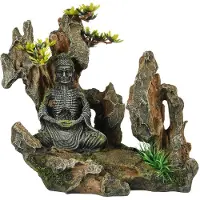 Aqua Della aquariumdecoratie Buddha op berg - polyesterhars - 20,2 x 11,3 x 18 cm