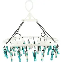 Laguelle Droogmolen met 30 Antislip Wasknijpers - Wit en Turquoise - 34 x 48,5cm