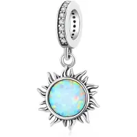 Fler | Bedel | Past op populaire bedel armbanden (standaard - 3mm) | armbandbedel | Opaal Zon Bedel | Hangbedel Charm | 925 sterling zilver | Armband Kraal | Verjaardagscadeau, Moederdag Geschenk