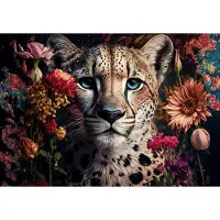 Consalnet Fotobehang - Panter - Luipaard - Dieren - Natuur - Bloemen - Roofdier - Vliesbehang - 312x219cm