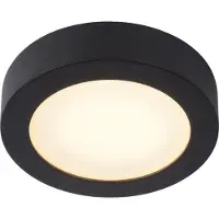 Lucide BRICE-LED - Plafonnière Badkamer - Ø 18 cm - LED Dimb. - 1x12W 3000K - IP44 - Zwart