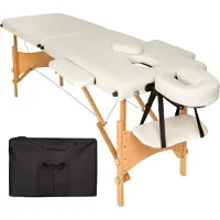 TecTake 2 zones mobiele massagetafel beige - 5cm + draagtas - 401462