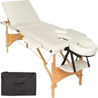 TecTake - Mobiele massagetafel behandeltafel - 3 zones - 5 cm dik - incl. zwarte draagtas - beige - 401465