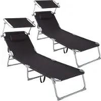 TecTake - Zonnestoel Chloe - set van 2 ligbedden - zwart - 403416