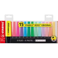 Stabilo Textmarker BOSS ORIGINAL - Markeerstift - 2 mm 5 mm - Veelkleurig (15 stuks)