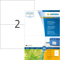 Herma 10832 Etiketten van gerecycled papier, A4, 210 x 148 mm, wit, permanent hechtend