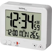 Techno Line WT 195 WHITE - Wekker - Digitaal - Radiogestuurde tijdsaanduiding - 12/24 - Datumaanduiding - Binnentemperatuur - Alarm - Snooze - Achtergrond verlichting - Nachtlichtje - Wit