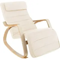 TecTake Schommelstoel - Kussen & Verstelbare Voetsteun – Tot 150 kg – 67 x 115 x 86 cm – Beige