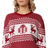 TecTake dressforfun - Kersttrui Winterwonderland rood-wit voor vrouwen XXL - verkleedkleding kostuum halloween verkleden feestkleding carnavalskleding carnaval feestkledij partykleding - 303359