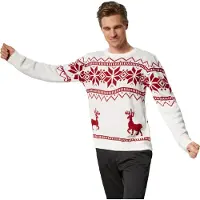 TecTake dressforfun - Kersttrui Winterland wit-rood XXL - verkleedkleding kostuum halloween verkleden feestkleding carnavalskleding carnaval feestkledij partykleding - 303374