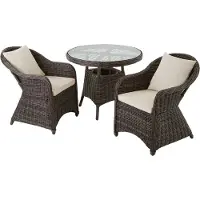 TecTake - Aluminium Wicker luxe zitgroep met 2 stoelen en een tafel - grijs - 403948