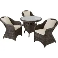 TecTake - Aluminium Wicker luxe zitgroep met 3 stoelen en tafel - grijs - 403949