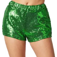 Dressforfun Pailletten-short groen M - verkleedkleding kostuum halloween verkleden feestkleding carnavalskleding carnaval feestkledij partykleding - 303902