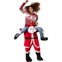 Dressforfun Huckepack-kostuum kerstman - verkleedkleding kostuum halloween verkleden feestkleding carnavalskleding carnaval feestkledij partykleding - 303619