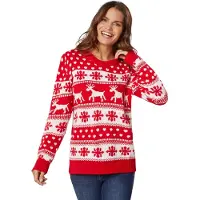 TecTake dressforfun - Kersttrui wintertoverpracht rood-wit voor vrouwen XL - verkleedkleding kostuum halloween verkleden feestkleding carnavalskleding carnaval feestkledij partykleding - 303333
