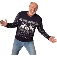 TecTake dressforfun - Kersttrui sneeuwpret blauw-wit M - verkleedkleding kostuum halloween verkleden feestkleding carnavalskleding carnaval feestkledij partykleding - 303381
