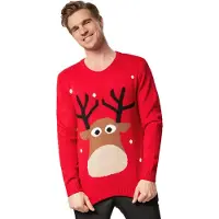 Dressforfun Kersttrui sympathiek rendier XXL - verkleedkleding kostuum halloween verkleden feestkleding carnavalskleding carnaval feestkledij partykleding - 303394