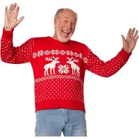 TecTake dressforfun - Kersttrui sneeuwpret rood-wit S - verkleedkleding kostuum halloween verkleden feestkleding carnavalskleding carnaval feestkledij partykleding - 303375