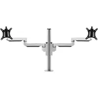 BakkerElkhuizen Monitorarm BakkerElkhuizen Filex Galaxy Modular Dual, voor 2 beeldschermen tot 12 kg, in hoogte &amp; diepte verstelbaar, draaibaar &amp; kantelbaar, met tafelklem, zilver