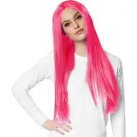 TecTake dressforfun - Pruik lang haar glad pink - verkleedkleding kostuum halloween verkleden feestkleding carnavalskleding carnaval feestkledij partykleding - 303635