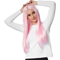 TecTake dressforfun - Pruik lang haar glad roze - verkleedkleding kostuum halloween verkleden feestkleding carnavalskleding carnaval feestkledij partykleding - 303634