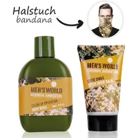 Accentra Giftset man - MEN'S WORLD - After shave Balsem, Body wash en een Stoere Bandana - Oak & Amber geur - Cadeaupakket mannen, vriend, papa, broer, vader