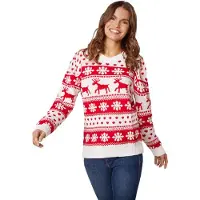 TecTake dressforfun - Kersttrui wintertoverpracht wit-rood voor vrouwen XL - verkleedkleding kostuum halloween verkleden feestkleding carnavalskleding carnaval feestkledij partykleding - 303338