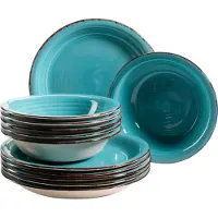MÄSER Serviesset LUMACA 12-delig in Blauw - Compleet Eetservies voor 4 Personen - Duurzaam Keramisch Serviesgoed - Borden Set met Dinerborden, Ontbijtborden en Kommen