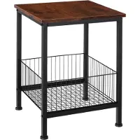 TecTake Bijzettafel met Draadmand - 40 x 40 x 55,5 cm - Nachtkastje in Industrieel Design - Zwart Metalen Frame
