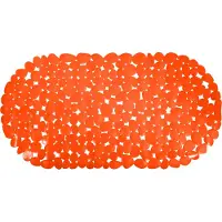 MSV Douche/bad anti-slip mat - badkamer - pvc - oranje - 39 x 99 cm - Badmatjes