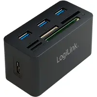 Logilink Card Reader extern met 3xUSB 3.0 HUB AiO Cardreader