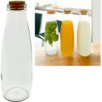 Benza Hoogwaardige Serveerfles van glas met kurk - 500 ml - 8 Stuks