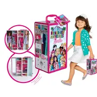 Klein toys Barbie-kledingkoffer - kledingrekken en -legplanken - incl. accessoires- meerkleurig