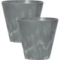 Prosperplast Bloempot/plantenpot voor buiten - Set van 4x stuks - kunststof - steengrijs - D25 x H23 cm - 7 liter