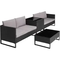 TecTake - wicker loungeset - Ostuni zwart - 404300
