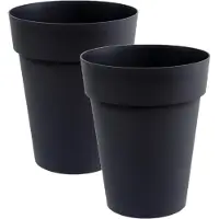 Eda Toscane Bloempot - 3x - kunststof - antraciet - D44 x H53 cm