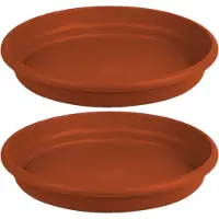 Hega hogar Opvangbord - 5x - terracotta - kunststof - D14 cm - onderschaal/opvangbord