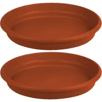Hega hogar Opvangbord - 4x stuks - terracotta - kunststof - D22 cm - onderschaal/opvangbord