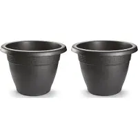 PlasticForte Plantenpot - 5x - antraciet - 50x40 cm - bloempot - kunststof - rond