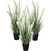 Mica Decorations Kunstplant Siergras - 3x stuks - dogtail - D30 x H53 cm - in zwarte pot