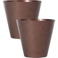 Prosperplast Bloempot/plantenpot voor buiten - Set van 3x stuks - kunststof - brons/cortenstaal look - D20 x H19 cm - 3,5 liter